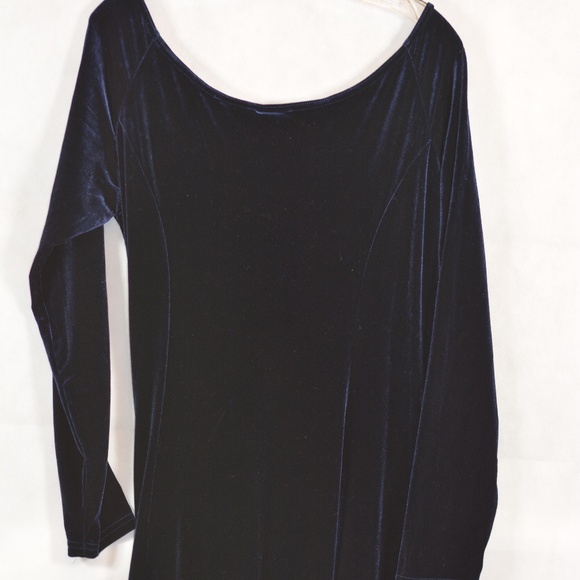 Stretch Blue Velvet Dress SZ L by Moda - Picture 6 of 6